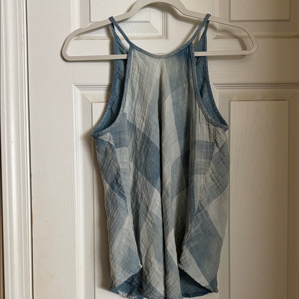 Cloth & Stone Denim Blue and White Tank Top.
